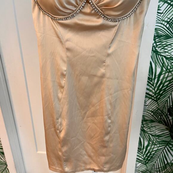 Oh Polly Champagne Underwire Corset Dress with Rhinestone Trim size 0 - Picture 5 of 9